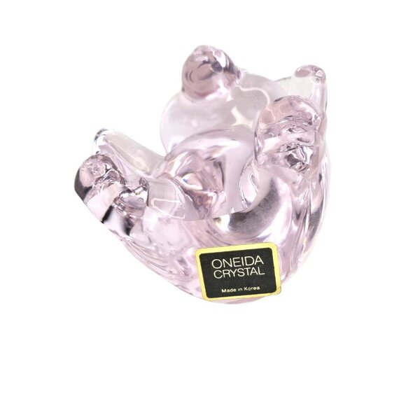 Set Of 2 Oneida 24% Lead Crystal Pink Teddy‎ Bear & Seal Figurine Paperweights - Picture 7 of 15